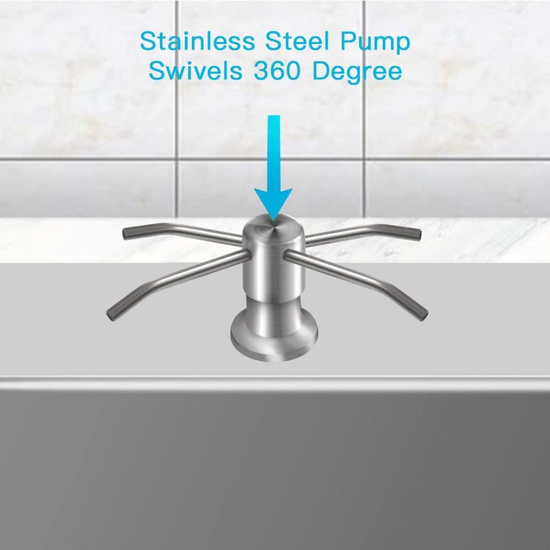 OHiHi Dish Soap Dispenser for Kitchen Sink (Brushed Nickel), Countertop Sink Soap Dispenser Water Pump with 47â€ No-Spill Extension Tube Kit Design for Kitchen Bathroom, No More Refills ï¼ˆSliverï¼‰ - Image 2